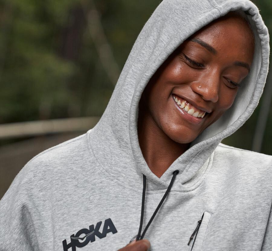 Hoka One One Hoodie Womens Grey - Performance - 60932ZGLF